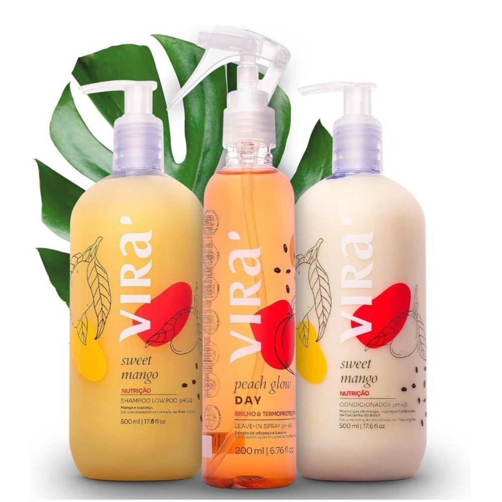 VIRA Sweet Mango Hair Care Trio Shampoo, Conditioner and Treatment Spray